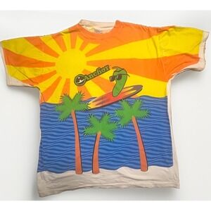 Vintage 90s Anchor Poppers Shirt XL All Over Print Style Sunburst Tultex Mascot